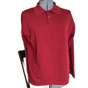Halogen 100% Merino Wool Henley Polo Long Sleeve Sweater Size L Nordstrom